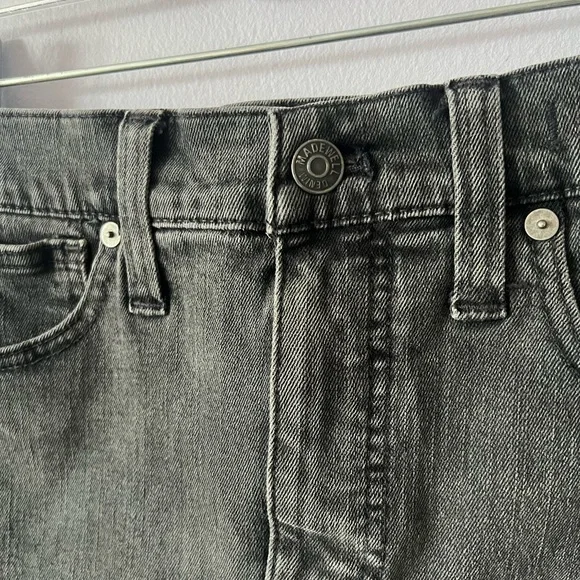 Madewell Distressed Black Denim Mini Skirt - Picture 3 of 7